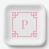 Rosa Teller für Monogramm-Papiere mit griechischem (Vorderseite)