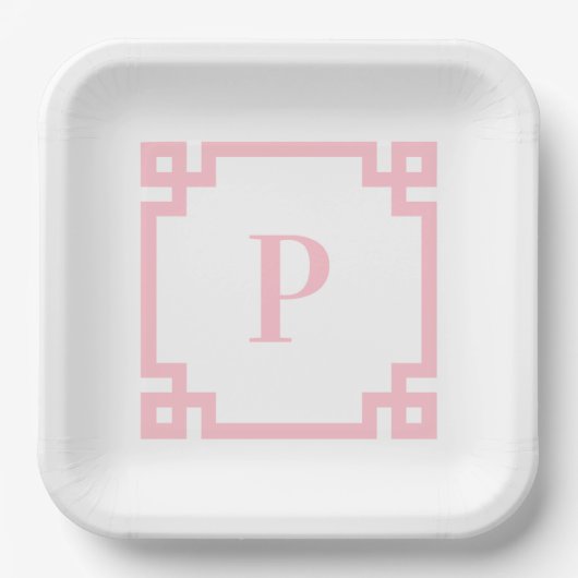 Rosa Teller für Monogramm-Papiere mit griechischem (Vorderseite)