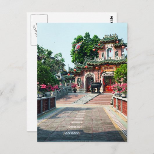 Rosa Tempel-Tor von Quan Cong, Hoi, Vietnam Postkarte (Vorne/Hinten)