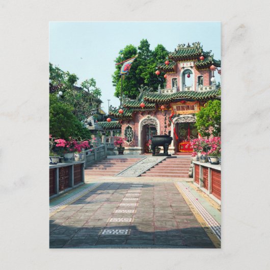 Rosa Tempel-Tor von Quan Cong, Hoi, Vietnam Postkarte (Vorderseite)