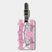 Rosa Tennis 🎾 Rackets und Balls Gepäckanhänger (Vorderseite vertikal)