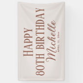 Rosa Terracotta Happy 80. Geburtstag Banner (Vertikal)