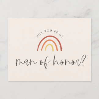 Rosa Terracotta Rainbow Mann der Ehre Vorschlag Einladungspostkarte