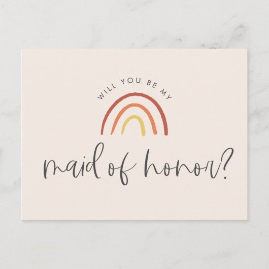 Rosa Terracotta Rainbow Trauzeugin Vorschlag Einladungspostkarte (Vorderseite)