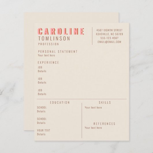 Rosa Terracotta Typografie Kreativität Modernes Re (Vorne/Hinten)