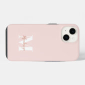 Rosa & Terrakotta modernes initiales Monogramm Cas iPhone Hülle (Rückseite (Horizontal))