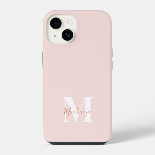 Rosa & Terrakotta modernes initiales Monogramm Cas iPhone Hülle (Rückseite)