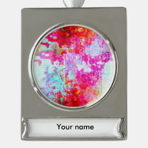 Rosa Textur Banner-Ornament Silber