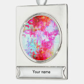 Rosa Textur Banner-Ornament Silber (Links)