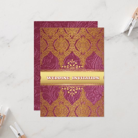 Rosa Textur Floral Islamische Hochzeit Einladung (Vorderseite/Rückseite Beispiel)