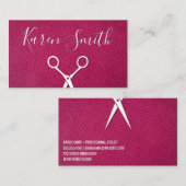 Rosa Texturleder | Haarstyllenschere Visitenkarte (Vorne/Hinten)