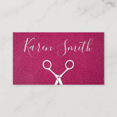 Rosa Texturleder | Haarstyllenschere Visitenkarte (Vorderseite)
