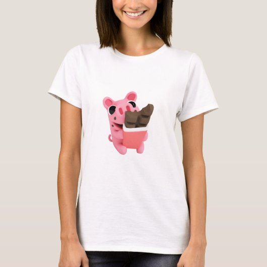 Rosa the Pig Chocolate T-Shirt (Vorderseite)