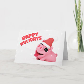 Rosa the Pig Christmas Card Feiertagskarte