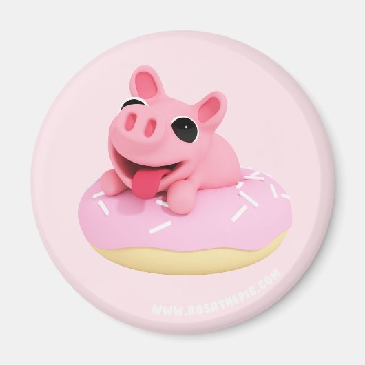Rosa the Pig in a Donut Magnet (Vorne)