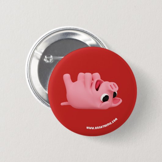 Rosa the Pig laying on her back Button (Vorne & Hinten)