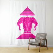 Rosa thronender dreiköpfiger Elefant Erawan Laos / Wandteppich (Beispiel)