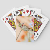 Rosa Throter Hummingvogel, der über Blume fliegt Spielkarten (Rückseite)