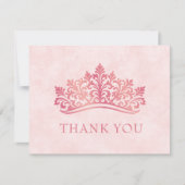 Rosa Tiara Crown Elegante Quinceanera Dankeskarte (Vorderseite)
