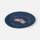 Rosa Tiara Crown Elegante Quinceanera Pappteller (Schrägansicht)