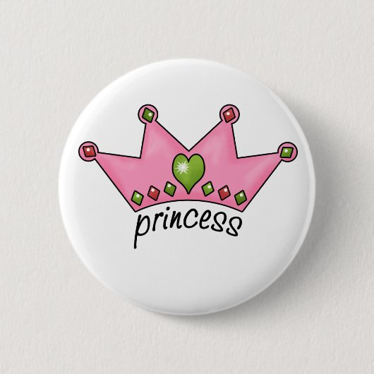 Rosa Tiara-Prinzessin Button (Vorderseite)