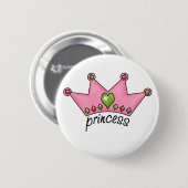 Rosa Tiara-Prinzessin Button (Vorne & Hinten)