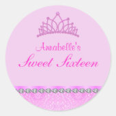 Rosa Tiara Sweet16 Sticker (Vorderseite)