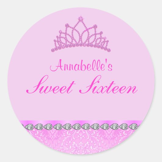 Rosa Tiara Sweet16 Sticker (Vorderseite)