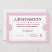 Rosa Ticket-Party Einladung (Vorderseite)