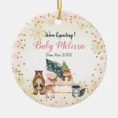 Rosa Tier erwarten wir von den Eltern Pinienbäume Keramik Ornament (Vorne)