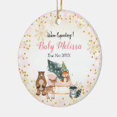 Rosa Tier erwarten wir von den Eltern Pinienbäume Keramik Ornament (Links)