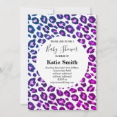 Rosa Tierabdruck, Leopard, Gepard-Babydusche Einladung (Vorderseite)