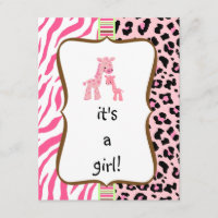 rosa Tierdruck-Babypartyeinladung