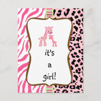 rosa Tierdruck-Babypartyeinladung Einladung