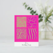 Rosa Tierdrucke zum Geburtstag Einladung (Stehend Vorderseite)