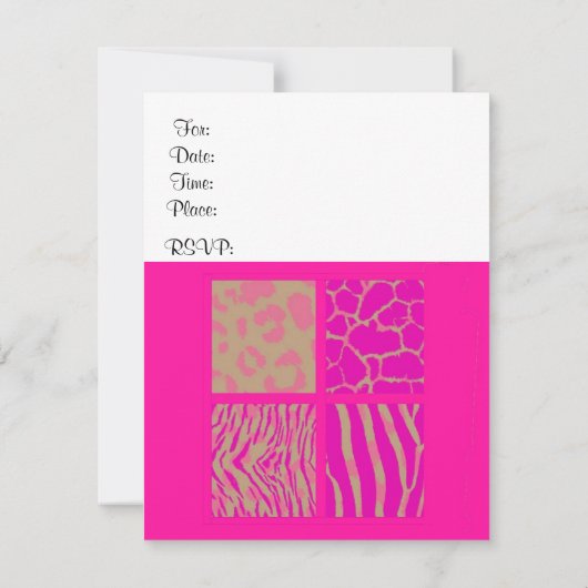 Rosa Tierdrucke zum Geburtstag Einladung (Rückseite)