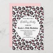 Rosa Tierprint, Leopard, Geparden Geburtstag Einladung (Vorne/Hinten)