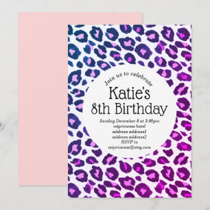 Rosa Tierprint, Leopard, Geparden Geburtstag Einladung