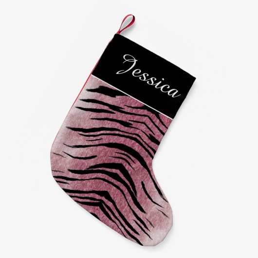 Rosa Tiger-Druck-personalisierter Kleiner Weihnachtsstrumpf (Vorderansicht (hängend))