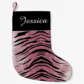 Rosa Tiger-Druck-personalisierter Kleiner Weihnachtsstrumpf (Vorderseite)