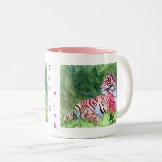Rosa Tiger-Tasse Zweifarbige Tasse (VorderseiteRechts)