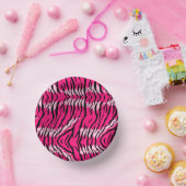 Rosa Tiger-Tierhaut-Musterdesign Pappteller (Party)