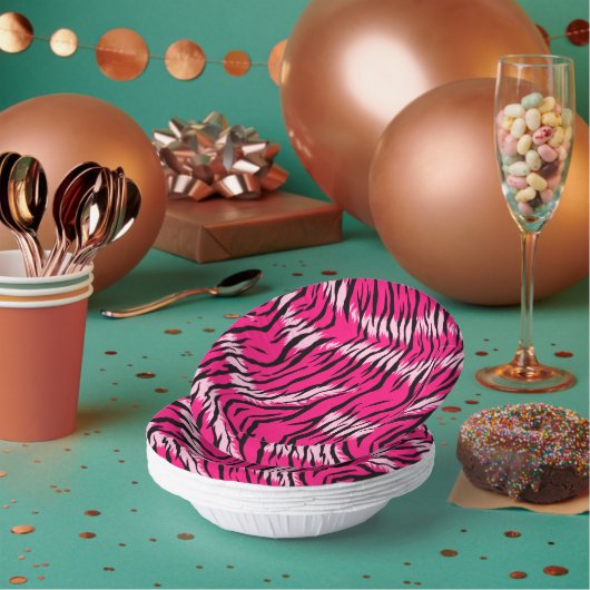 Rosa Tiger-Tierhaut-Musterdesign Pappteller (Multi)