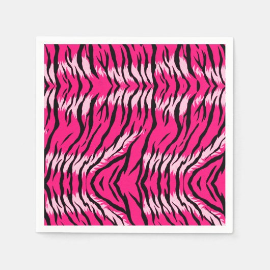 Rosa Tiger-Tierhaut-Musterdesign Serviette (Vorderseite)