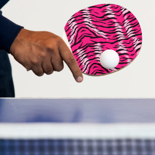 Rosa Tiger-Tierhaut-Musterdesign Tischtennis Schläger