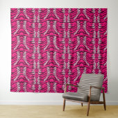 Rosa Tiger-Tierhaut-Musterdesign  Wandteppich (Beispiel (Horizontal))