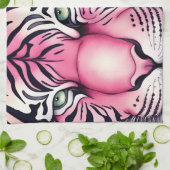 Rosa Tiger, Tigergesicht Geschirrtuch (Gefaltet)