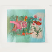 Rosa Tiger und Parrot Tropischer Dschungel Große Wandteppich (Vorderseite (Horizontal))