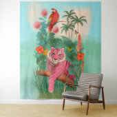 Rosa Tiger und Parrot Tropischer Dschungel Große Wandteppich (Beispiel)