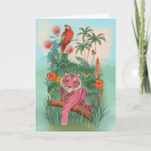 Rosa Tiger und Parrot Tropischer Dschungel Karte (Vorderseite)